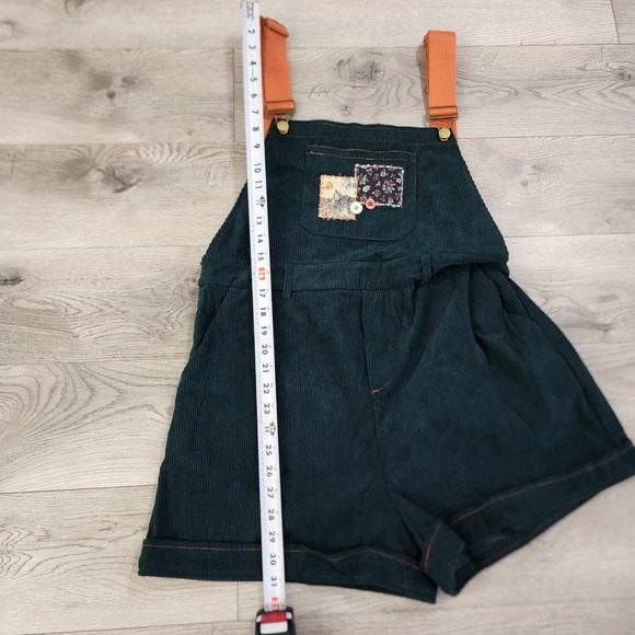 Cider Dark Green Corduroy Shorts with Orange Straps - Picture 7 of 12